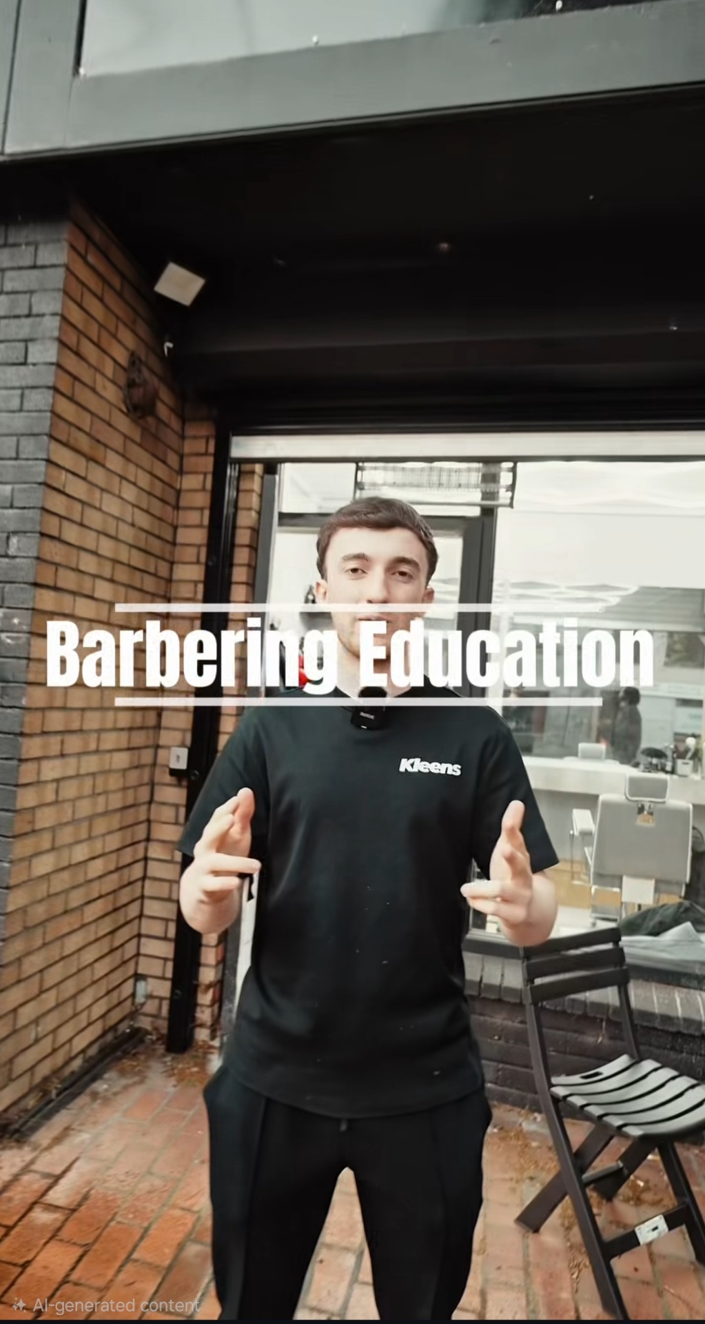 Kleens barber introducing the 1-1 barbering education programme outside the shop